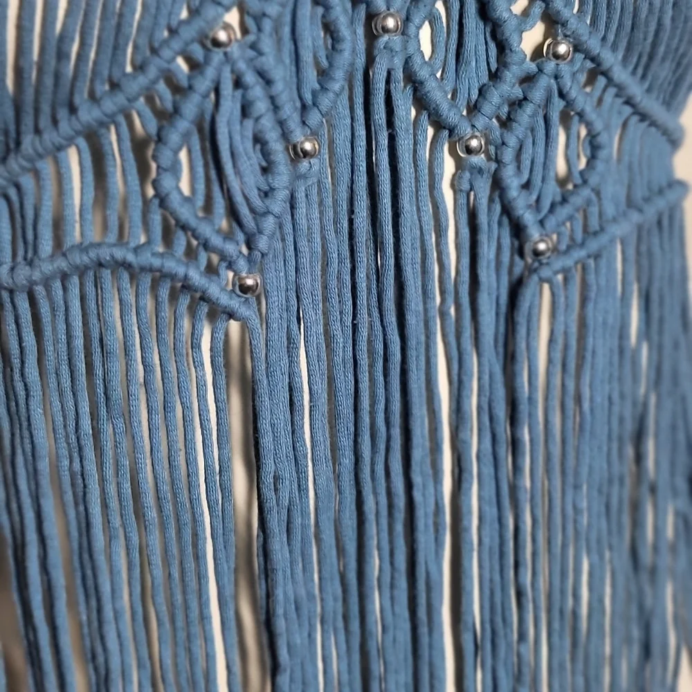 NEW Gorgeous steel blue macreme lace dress coverup size medium